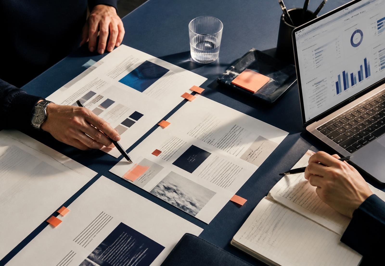 Whitney Digital strategists reviewing brand and analytics work